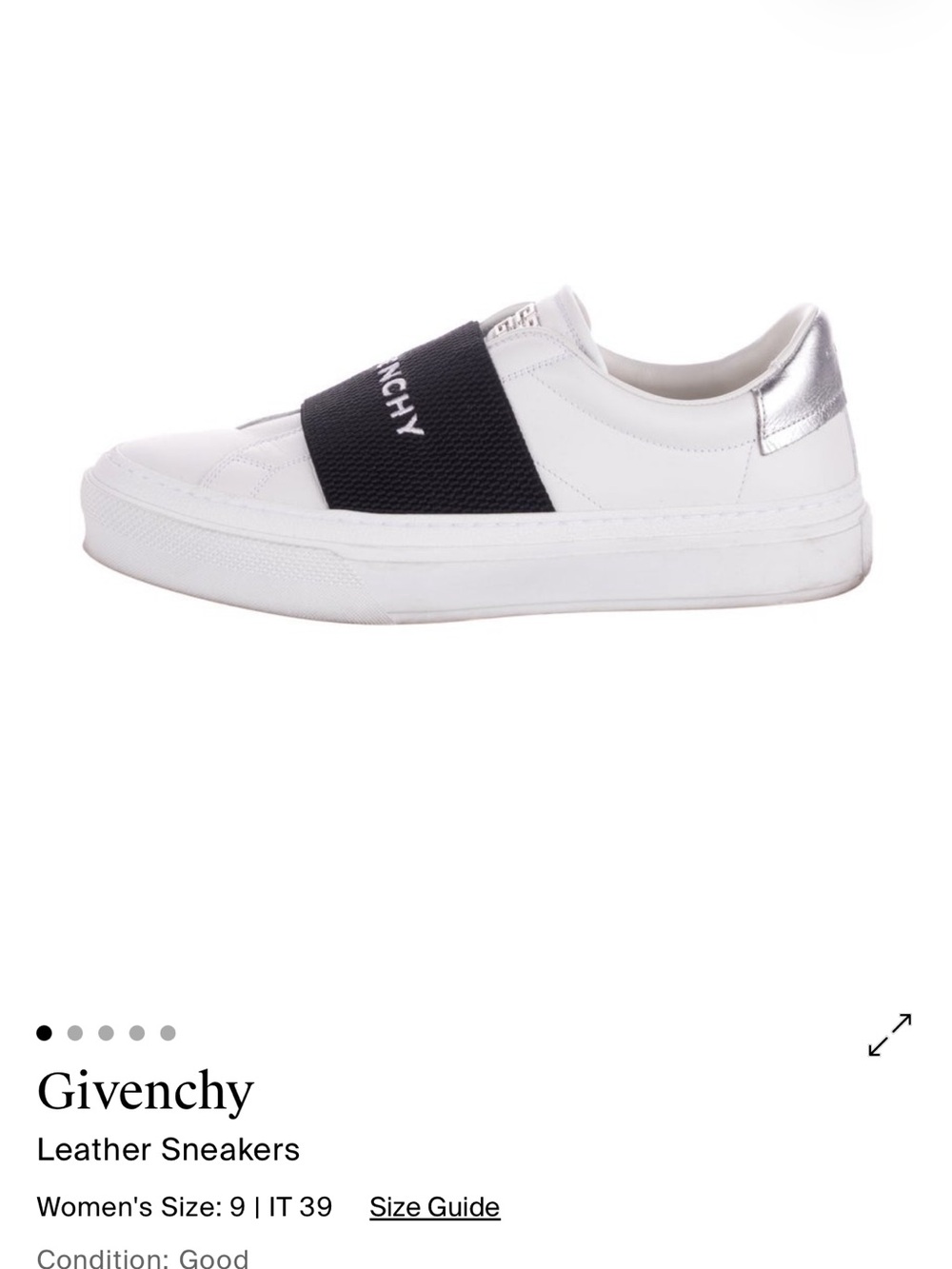 Givenchy White Leather Slip-On Sneakers with Black Elastic and Silver Heel